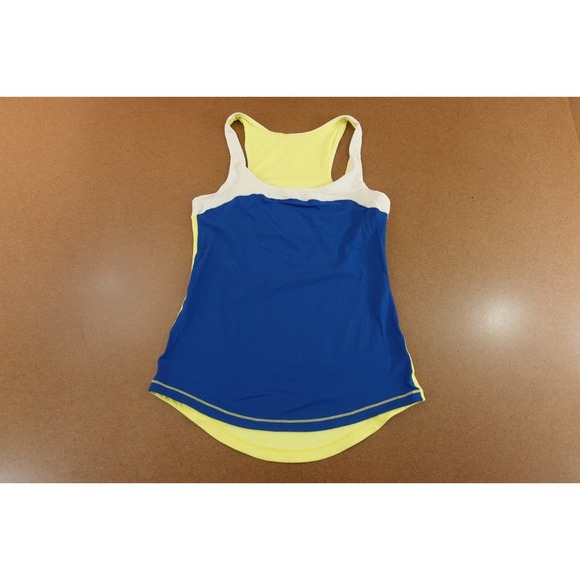 lululemon athletica Tops - Lululemon Womens Size Small Blue Yellow Scoop Neck Pullover Athletic Tank Top